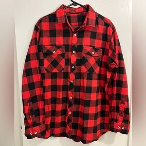 Red and Black Plaid Men's Flannel Shirt